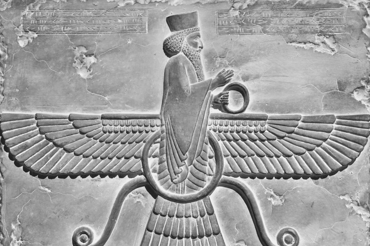 Stone carving of ancient Persian king