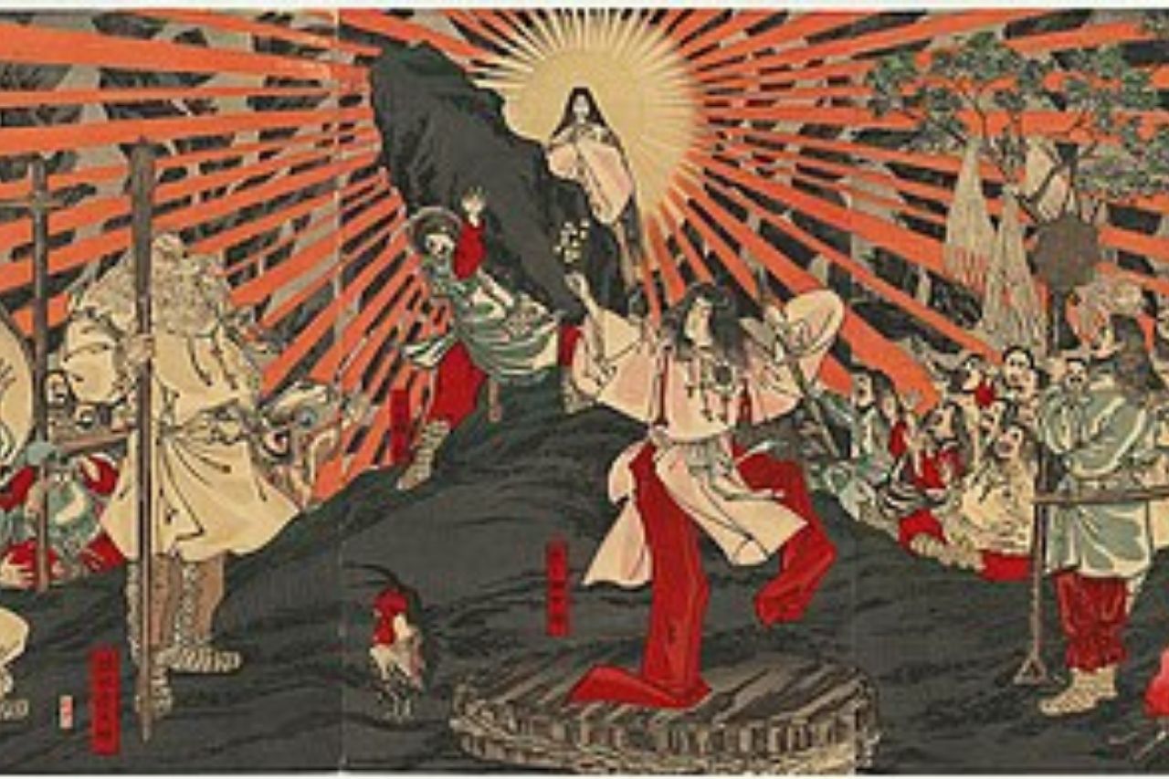 Amaterasu coming out of the cave woodprint