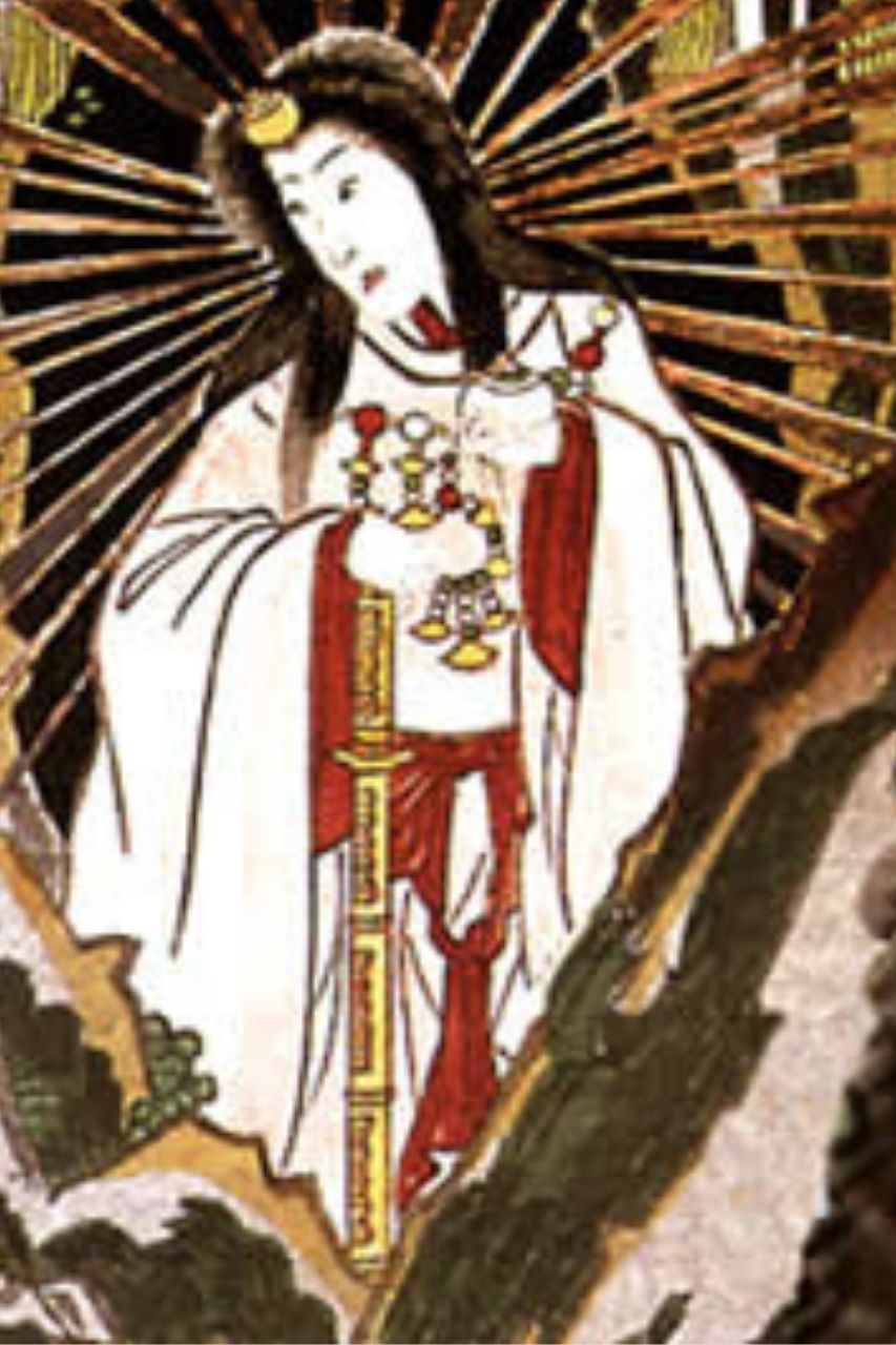 Amaterasu the sun goddess woodprint
