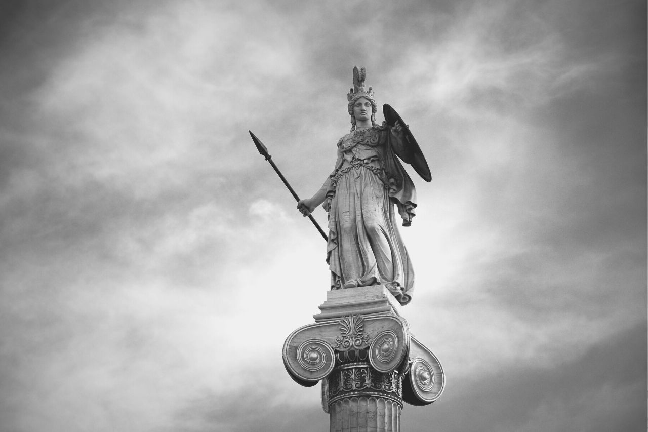 Athena, the Greek goddess of beautiful inspiration and warfare