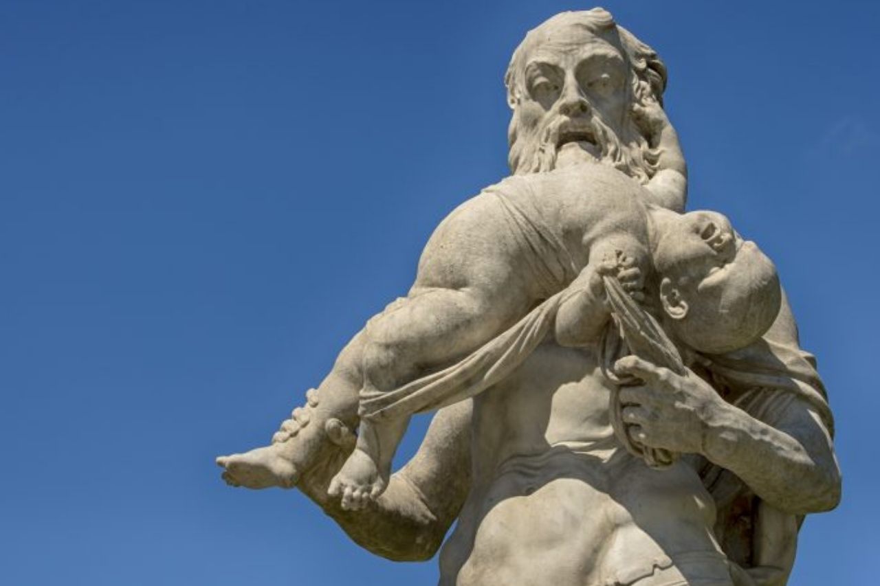 Cronus eating his child statue