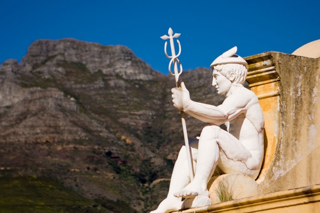 Hermes, the cunning Greek trickster, commerce and messenger god statue
