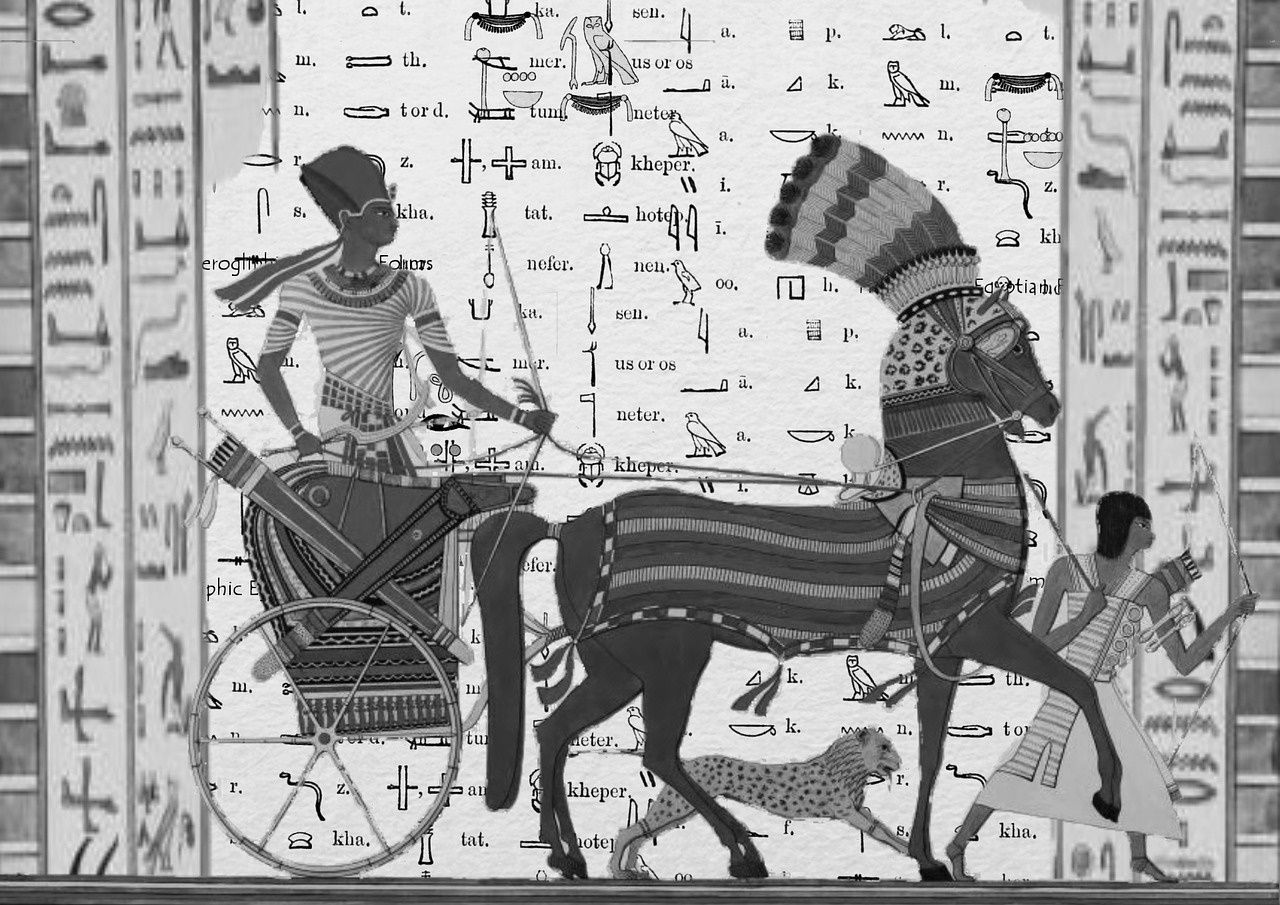 Ancient Egyptian soldier with chariot