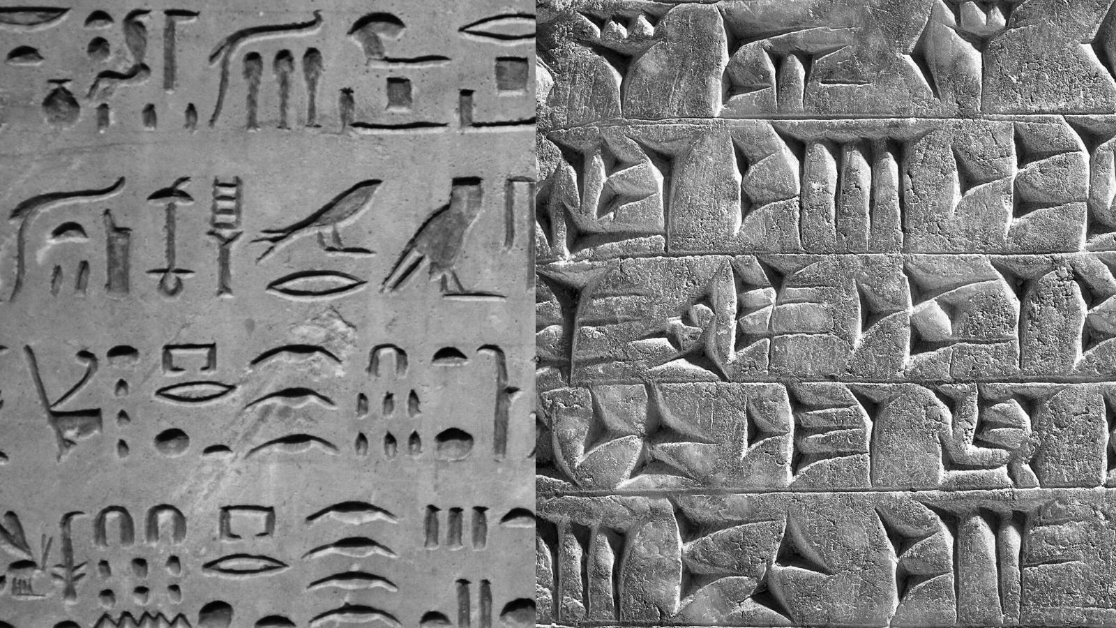 Cuneiform and hieroglyphics