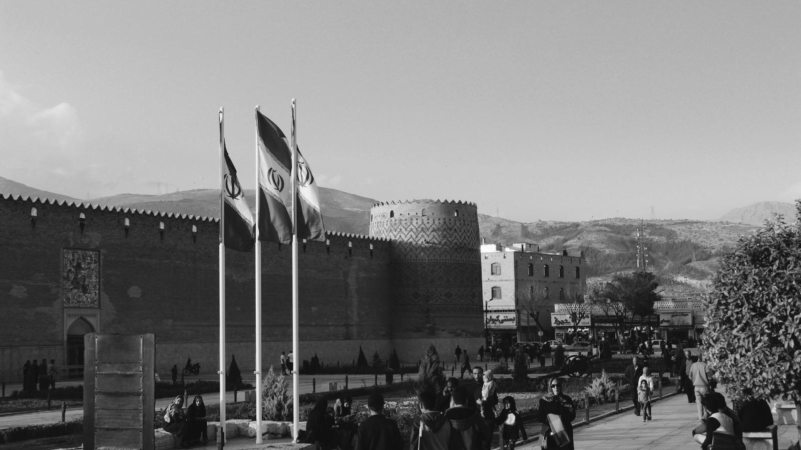 Flags on a street of Iran