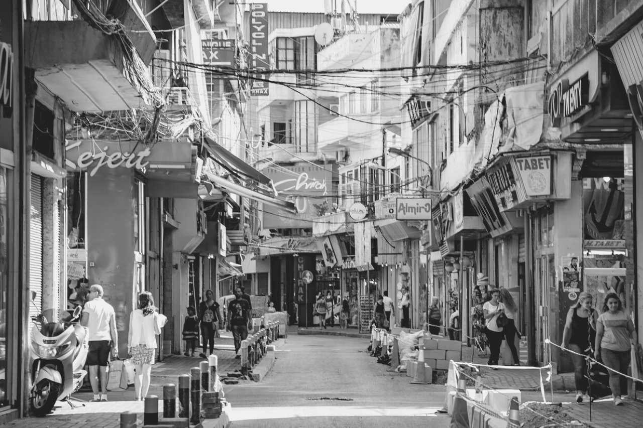 Lebanese people on the city streets of Beirut
