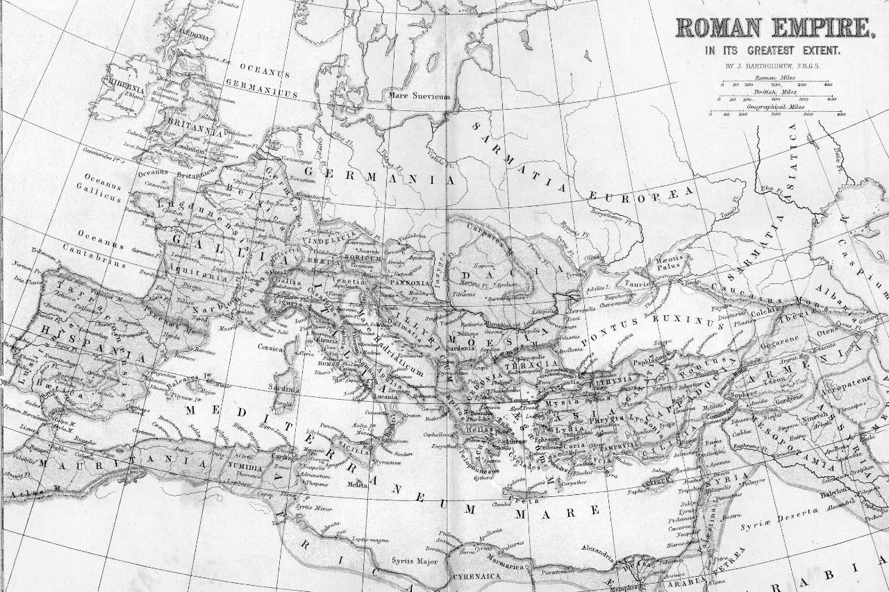 Map of Roman Empire before fall