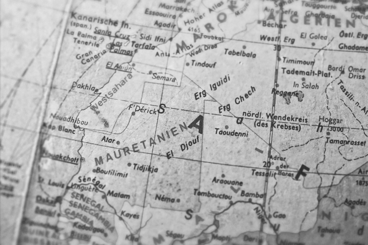 The city of Nouadhibou on a map of Africa